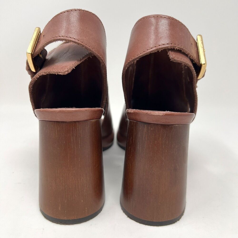 Chocolat Blu Tan Leather Block Heel Sandals - Picture 9 of 13